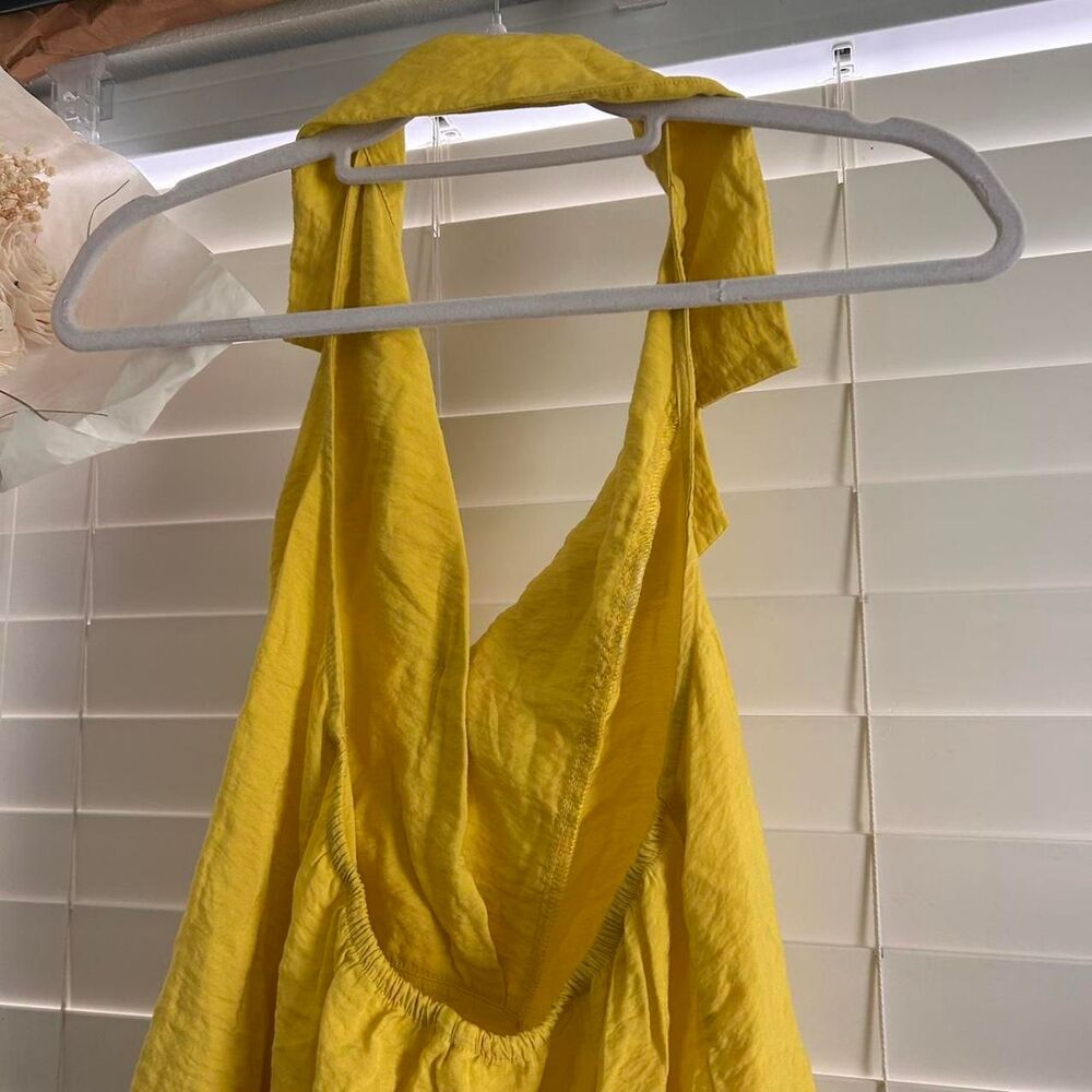 Anthropologie Dylon yellow collar Wide Placket Halter Top Size Small - Picture 6 of 7